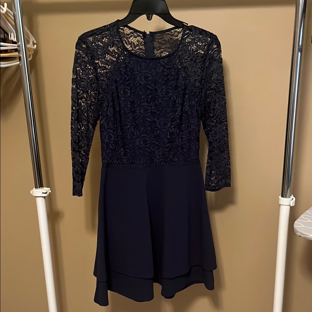 City Studio Elegant Navy Lace Dress